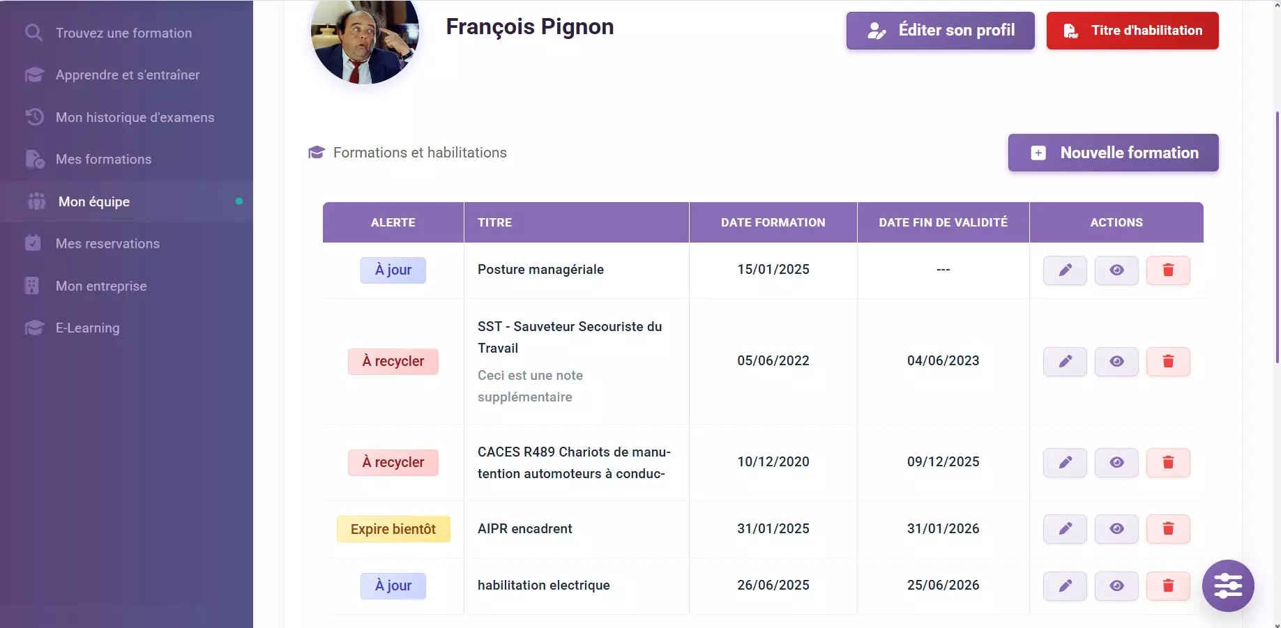 Gérer et consulter les collaborateurs